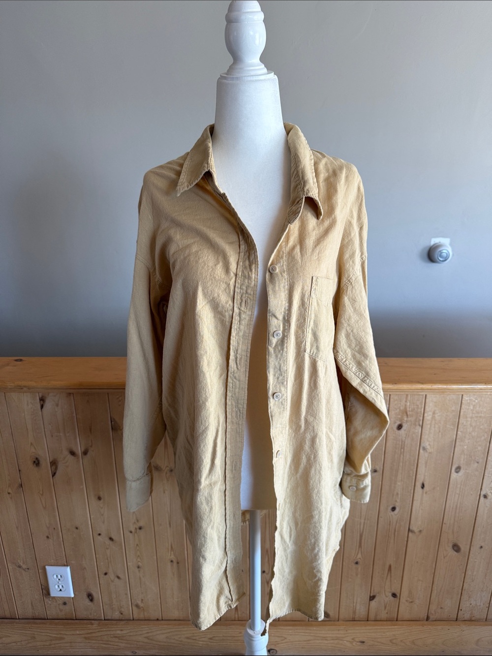 Wilfred Free Boutique Button-Down Shirt in Mustard Yellow